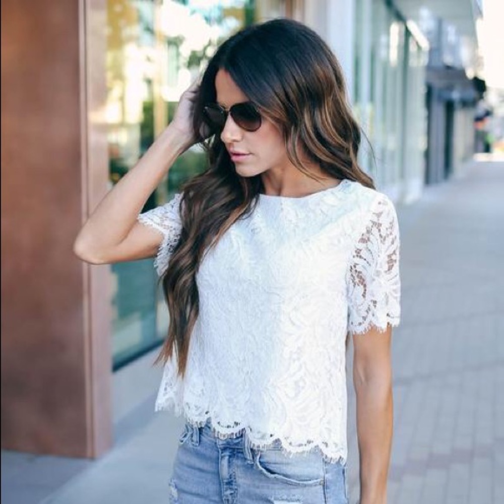 ‘Style File’ Lace Top In White - Picture 3 of 8